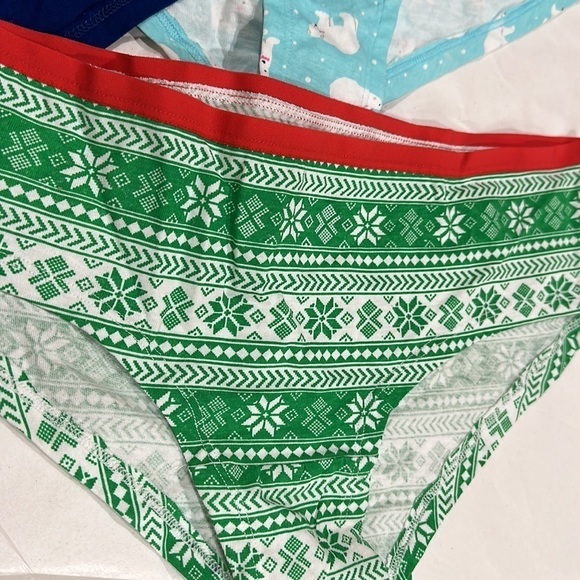 🆕 NEW! 4 pair holiday cotton hipster panties Sz L 8-10 - Picture 2 of 10